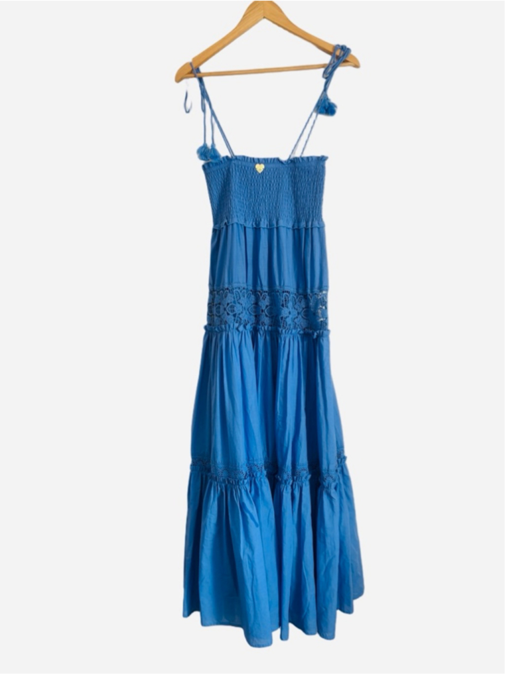 Twinset Milano Long Flounced Dress with Macrame Lace Womens Size Small Boho - Picture 7 of 14